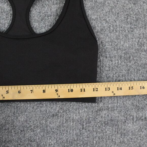 Alo Yoga Sports Bra Womens Medium Black Racerback Ribbed Athletic Yoga Workout - Picture 7 of 8